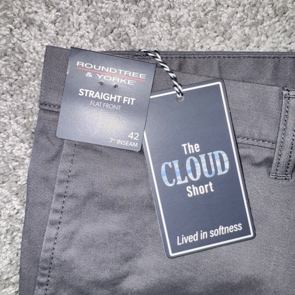 Roundtree & Yorke The Cloud Short Mens Straight Fit Stretch Gray 42 NEW